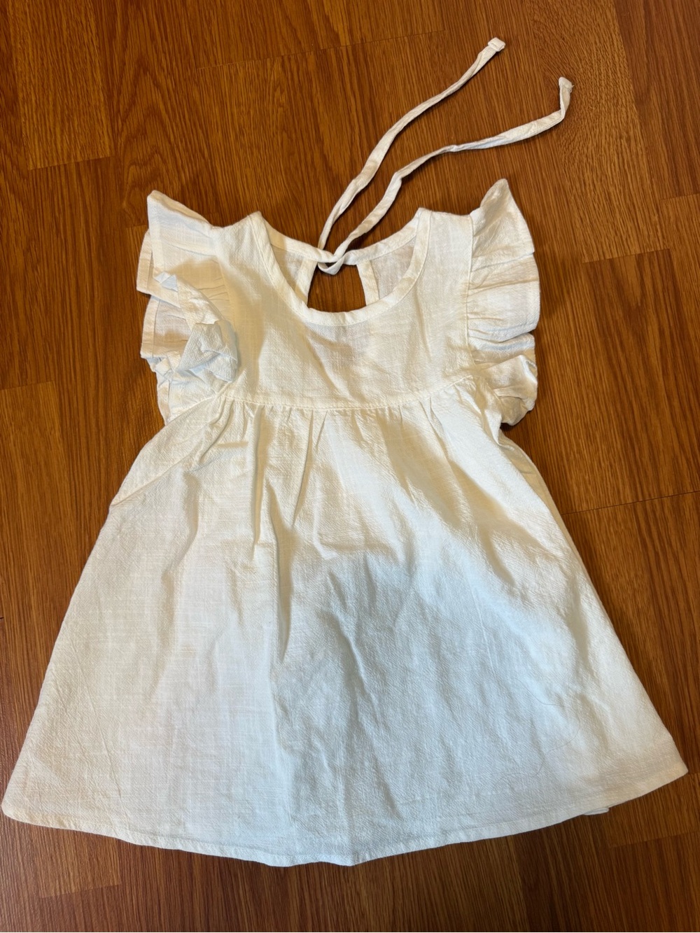 Girls' White Ruffle Sleeve Dress Top